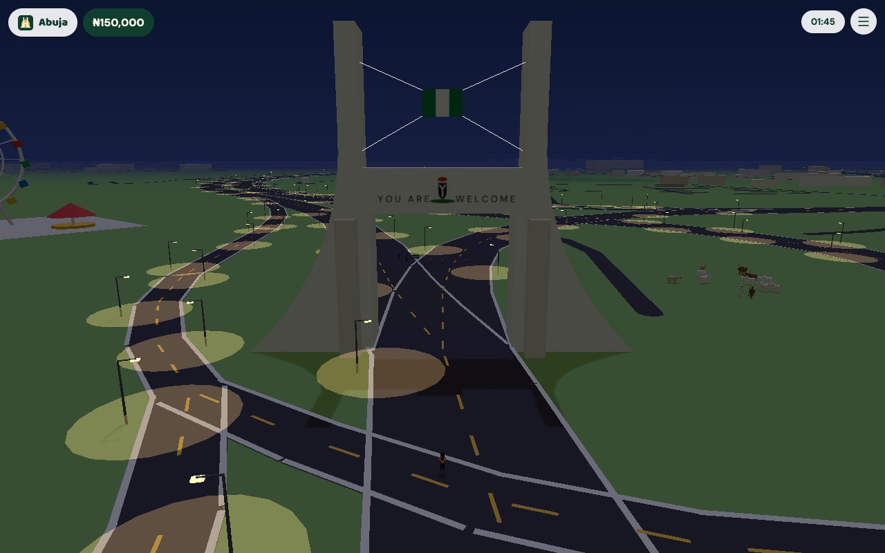 Street lights at night by the City Gate in Abuja Life